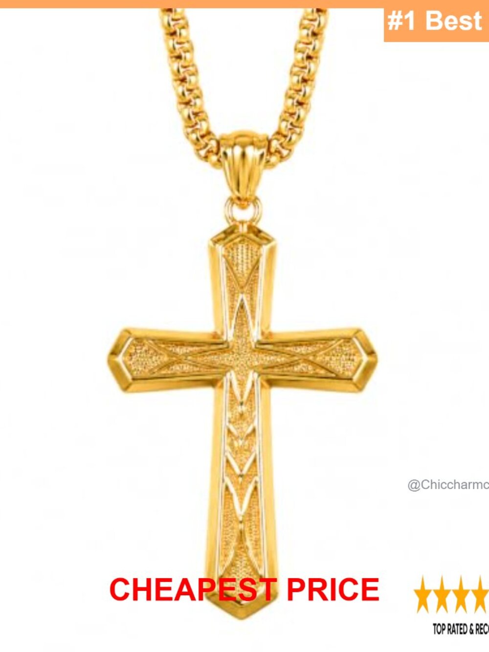 14K Gold Plated Cross Pendant Necklace Christian Faith Jewelry Gift
